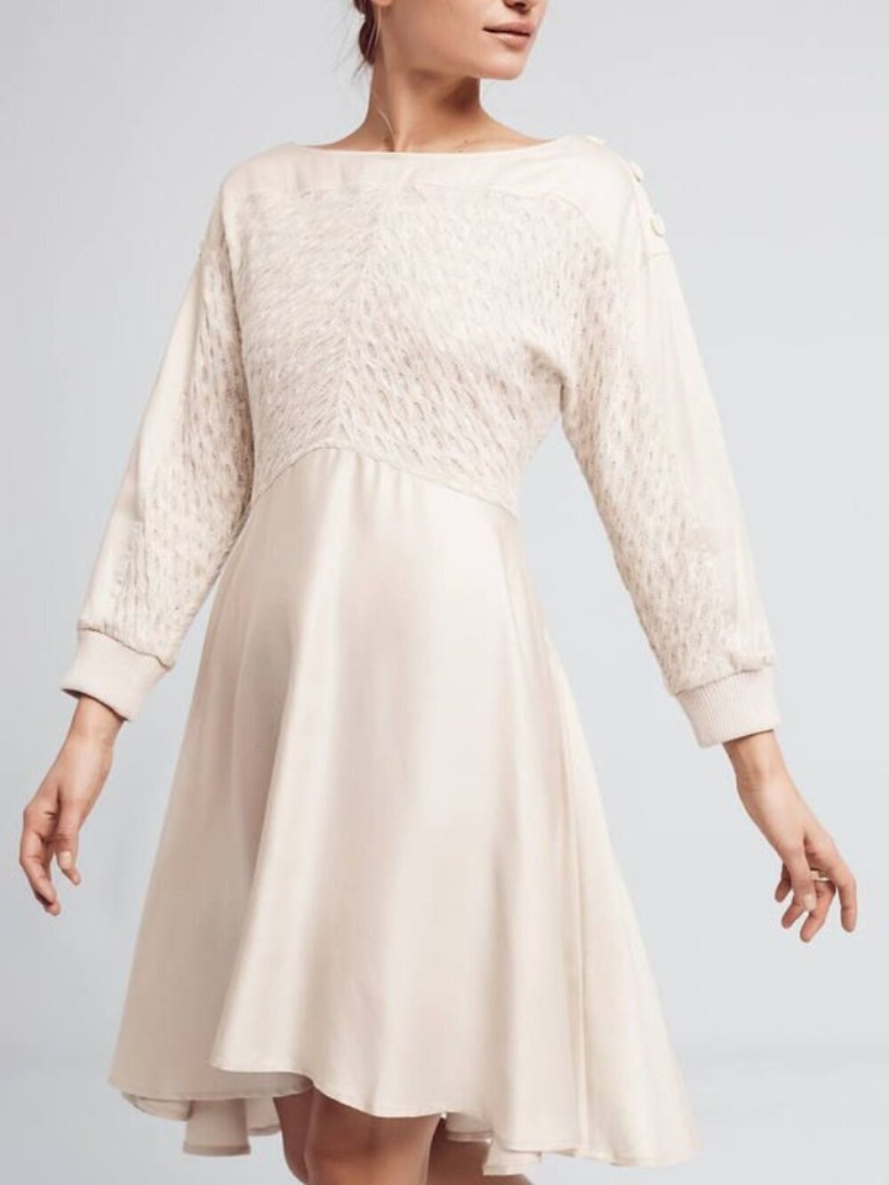 Anthropology Holding Horses long sleeve crochet dress bone size M